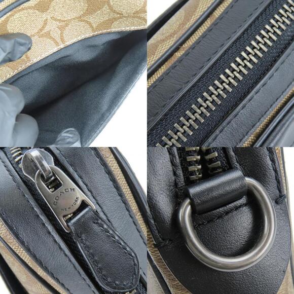 Coach Shoulder Bag F50715 Signature Leather Black Brown Women's Men's COACH